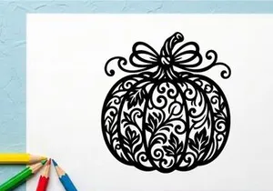 Elegant Halloween Pumpkin Silhouette with Decorative Pattern