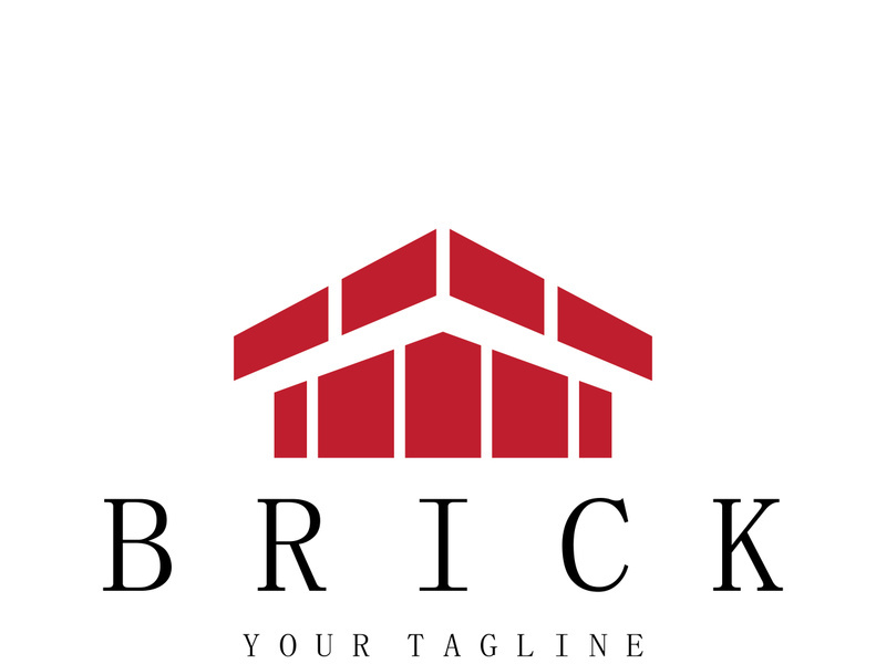 creative brick logo designs for buildings, architectural buildings, civil engineering, building materials shops