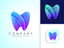 Dental clinic logo template, Dental gradient color logo design vector