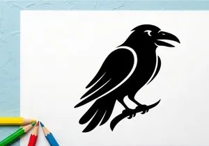 Black Crow Silhouette Illustration for Nature and Wildlife Themes