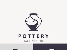 Pottery logo design handmade, creative traditional mug craft concept inspiration nature workshop