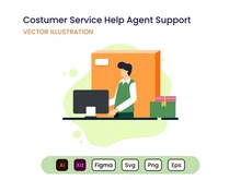 Costumer Service Help Agent Support vector illustration