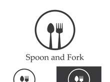 Creative spoon and fork logo.