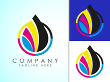 Digital printing logo design template. Logo for print shop polygraph and print factory. Vector illustration.
