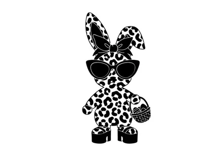 Leopard print bunny silhouette with sunglasses and purse