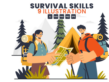 9 Survival Skills Camping Illustration preview picture