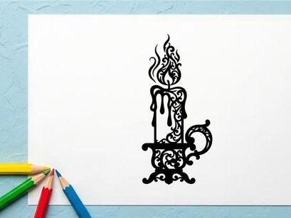 Elegant black wrought iron candle holder with intricate design