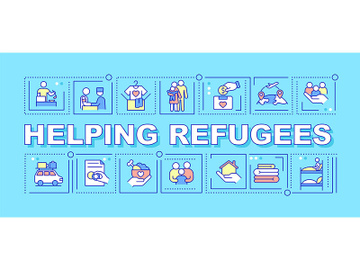 Helping refugees word concepts blue banner preview picture