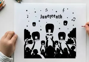 Juneteenth celebration silhouette with lanterns and music