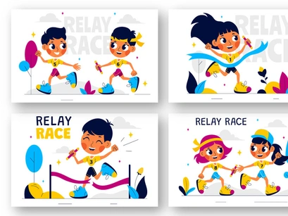 8 Relay Race Sports Illustration