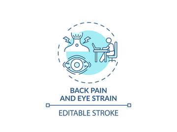 Back pain and eye strain concept icon preview picture