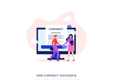 Sign contract successful vector illustration preview picture