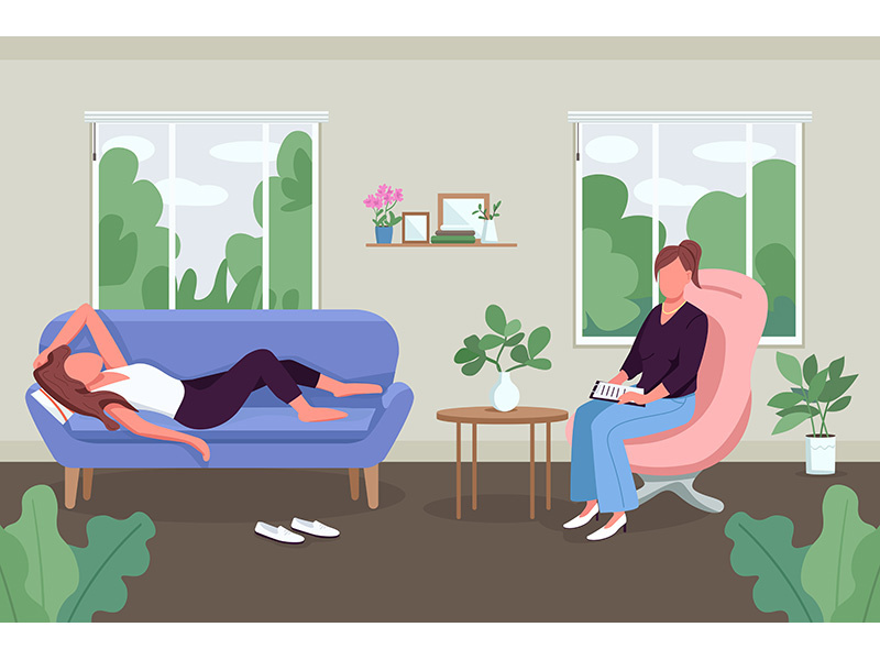 Mental health care flat color vector illustration