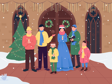 Christmas church choir flat color vector illustration preview picture