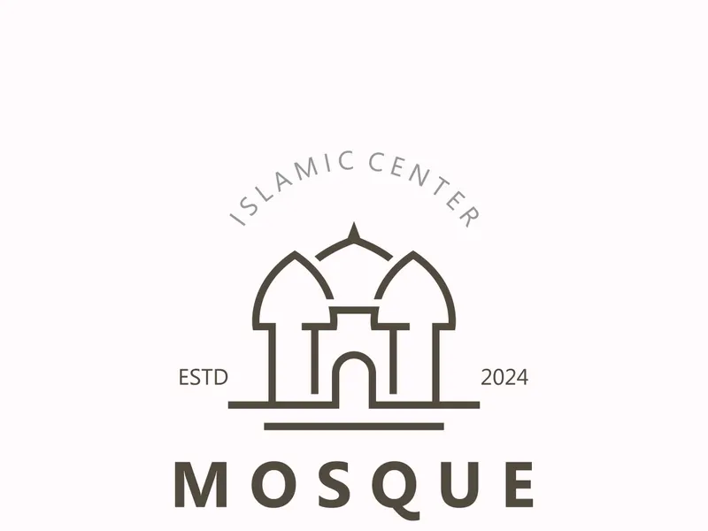 Mosque Logo design, simple islamic architecture, emblem symbol islamic center vector template