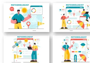 13 Meteorologist Vector Illustration