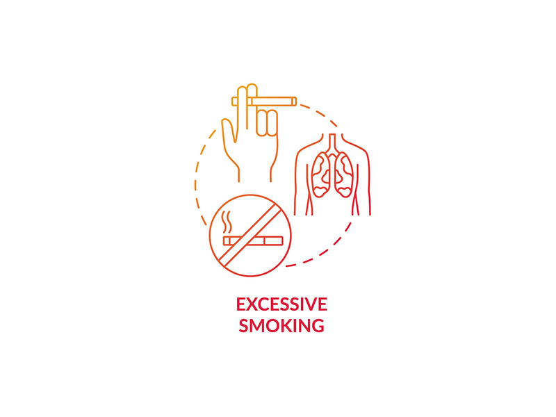 Excessive smoking red gradient concept icon