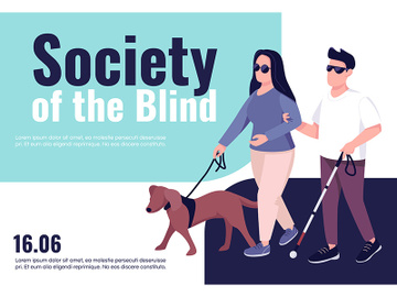 Blind people inclusion banner flat vector template preview picture