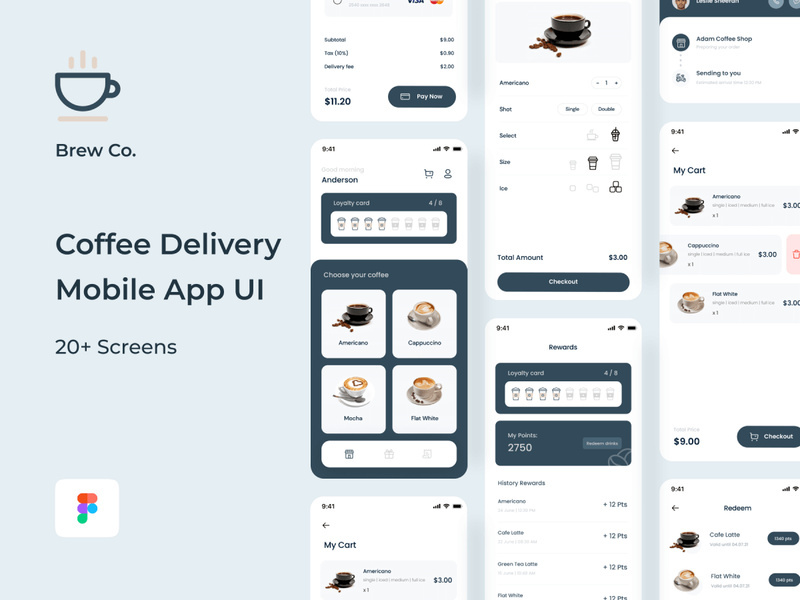 Brew co. Coffee Delivery Mobile App UI