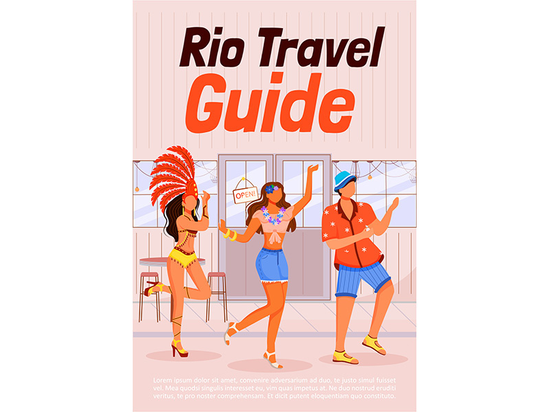 Rio travel guide poster flat vector template