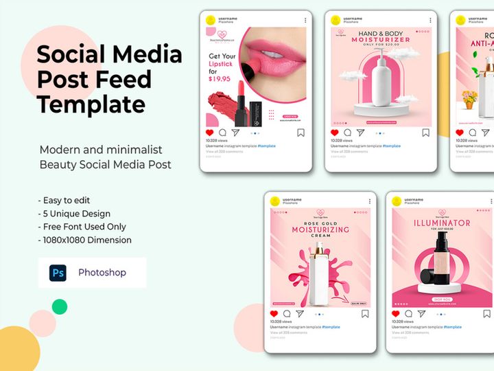 Beauty Cosmetic Social media post template PSD