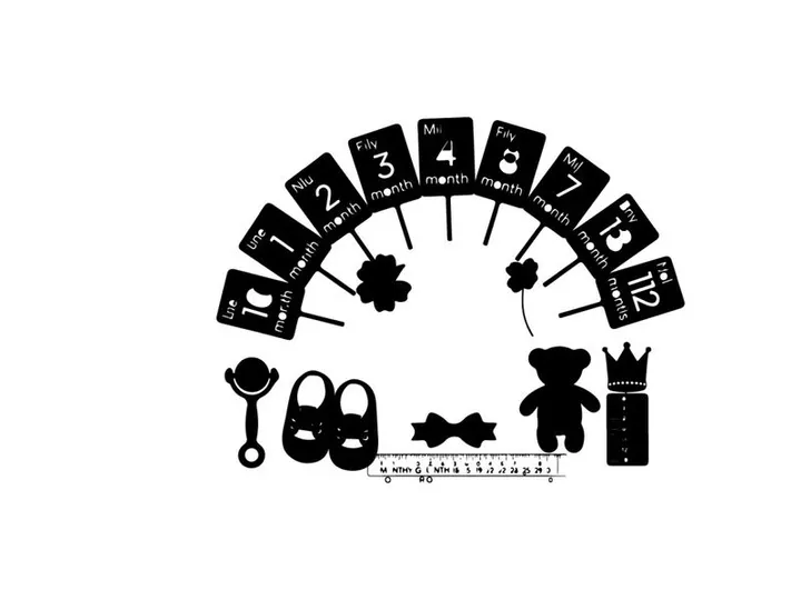 Baby shower silhouette with numbers and symbols