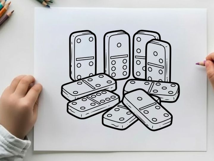 Domino tiles falling flat design vector illustration