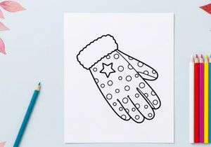 Handgezeichnete Weihnachtsfäustlinge mit Sternen- und Schneeflockenmuster für festliche Designs
