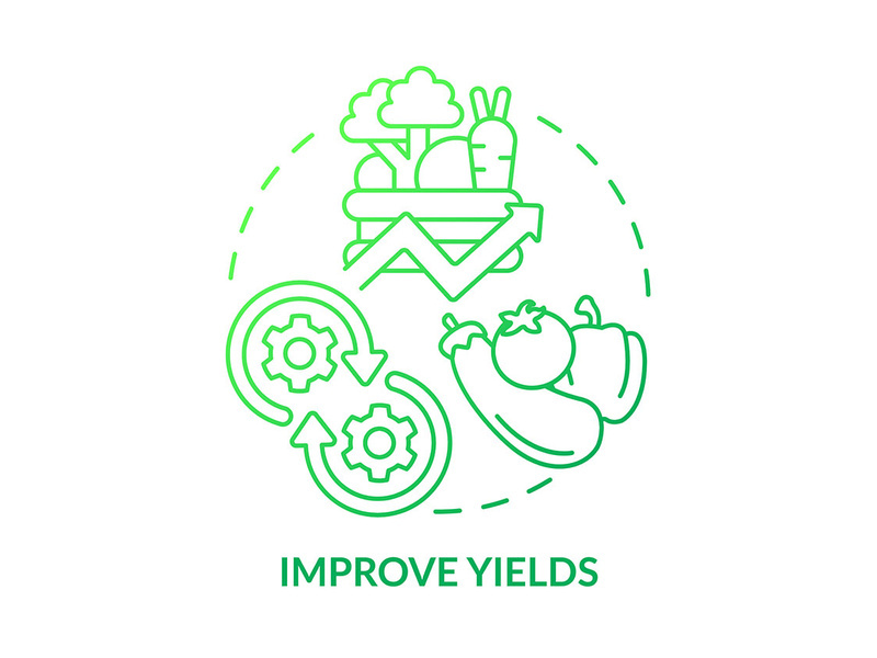 Improve yields green gradient concept icon