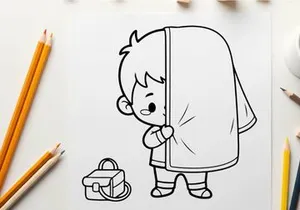 Crying child holding broken umbrella vector illustration