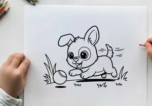 Cute rabbit running in grass vector illustration flat design