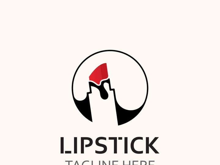 Lipstick logo design for makeup fashion shop and beauty vector cosmetic design template