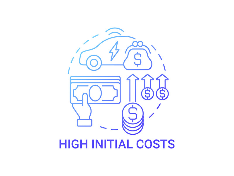 High initial eco vehicle costs concept icon.