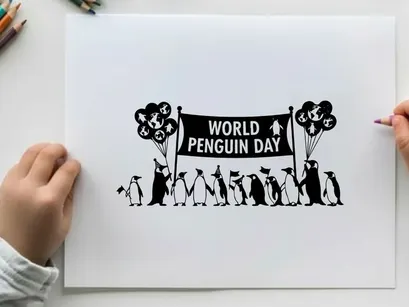Ilustração vetorial comemorativa do Dia Mundial do Pinguim