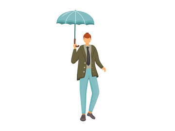 Man in green jacket flat color vector faceless character preview picture