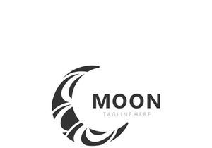 Moon elegant crescent and star logo design line in simple style outline background