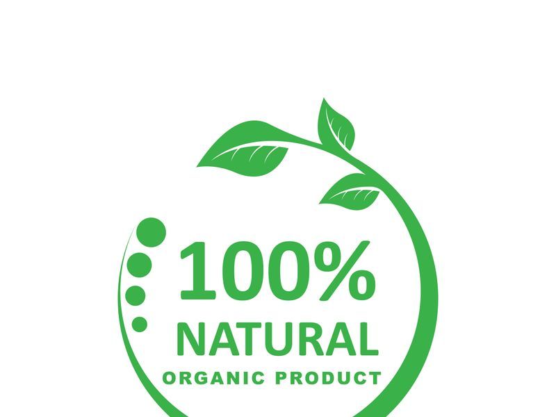 100% Natural and organic product badge vector green icon