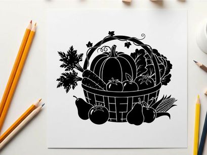 Harvest basket full of fresh vegetables vector illustration