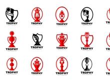 Championship Trophy Logo, Champion Award Winner Trophy Design, Vector Icon Template