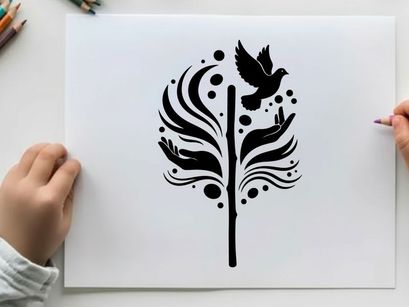 abanico de plumas de pavo real con ilustración vectorial de ave