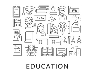 Education abstract linear concept layout with headline preview picture