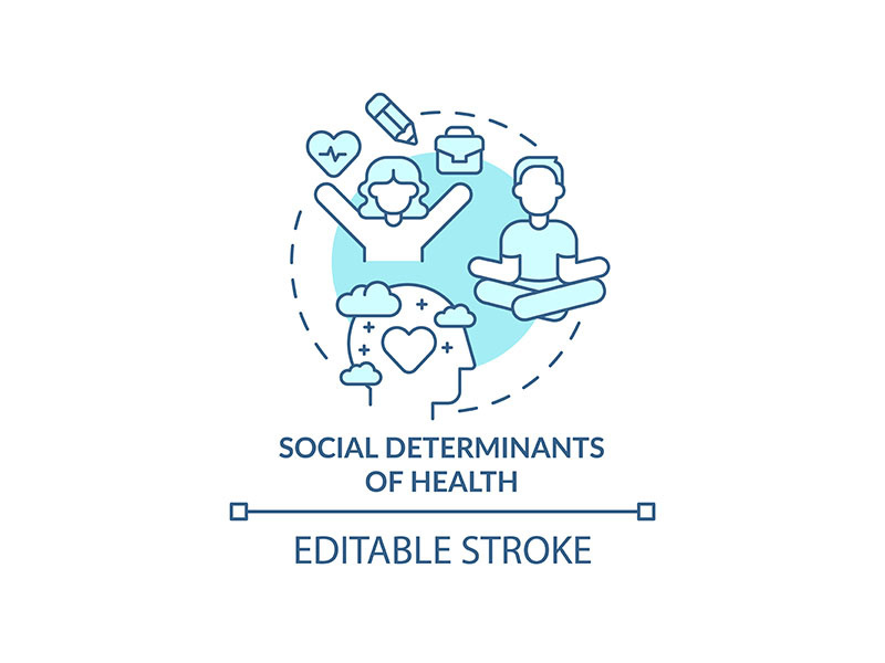 Social determinants of health turquoise concept icon