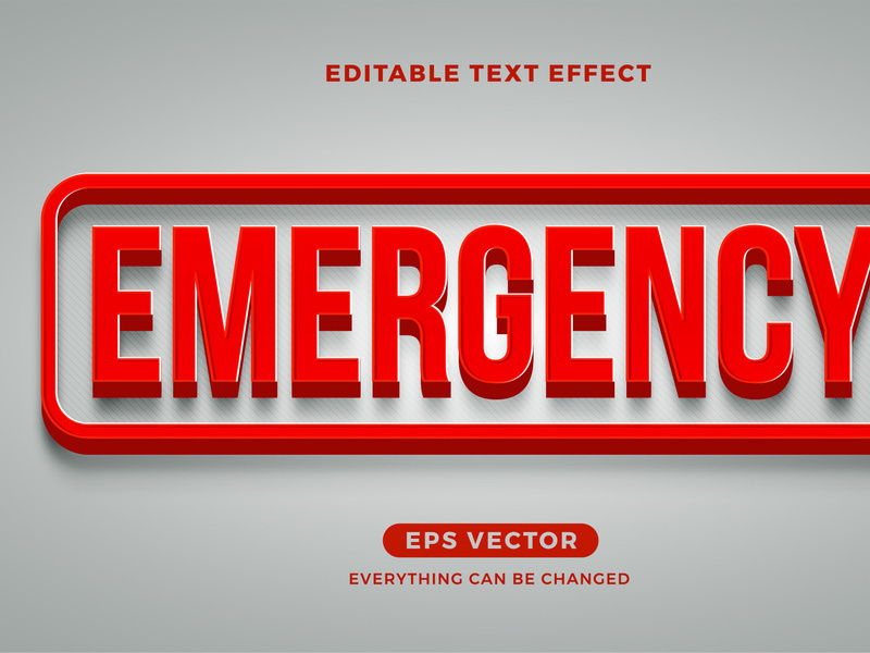 Emergency editable text effect vector template