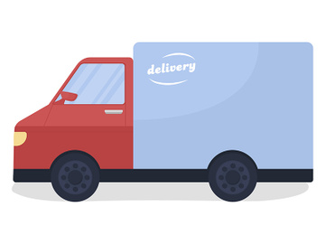 Delivery van semi flat color vector object preview picture