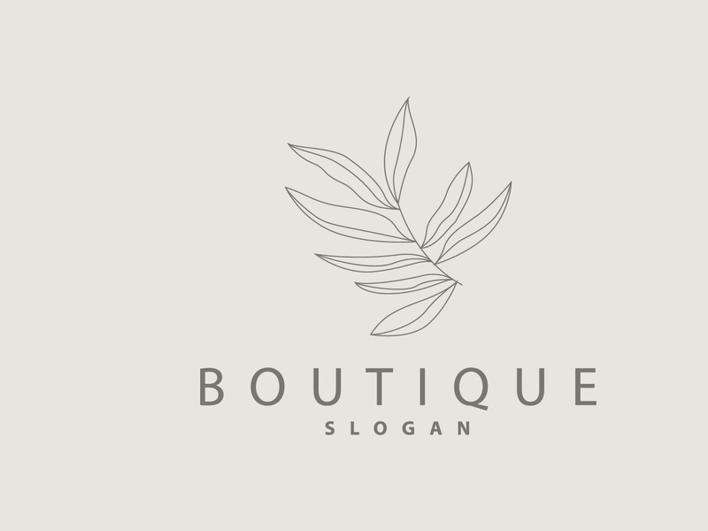 Leaf Line Logo, Beautiful Hand Drawn Design