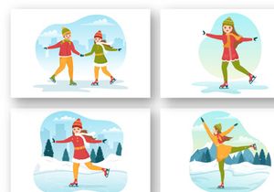 12 Skating on Ice Rink Illustration