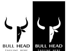 Retro vintage bull head horns logo.