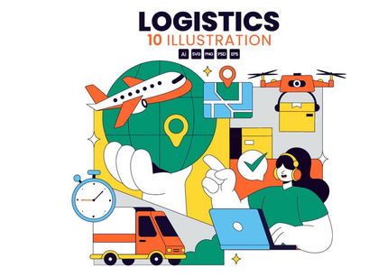 10 Logistics Vector Illustration