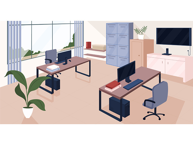 Coworking space flat color vector illustration