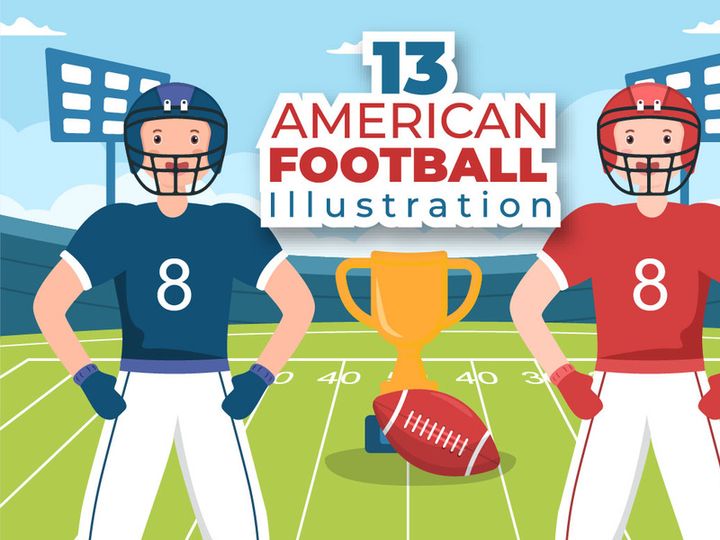 13 American Football Sports Player Illustration